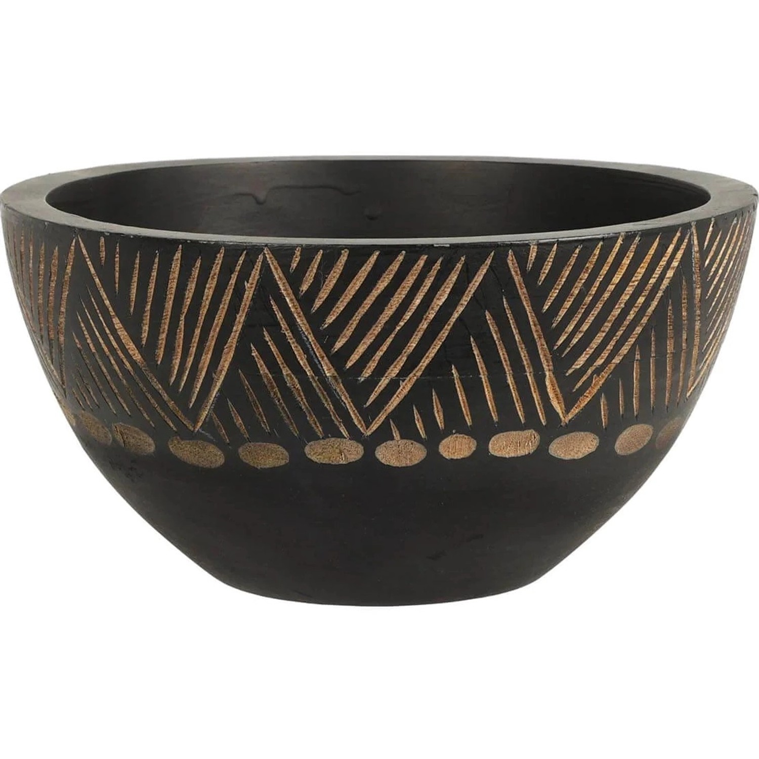 Koopman Miska z tmavého mangového dřeva s reliéfem, pr. 20 x 10 cm