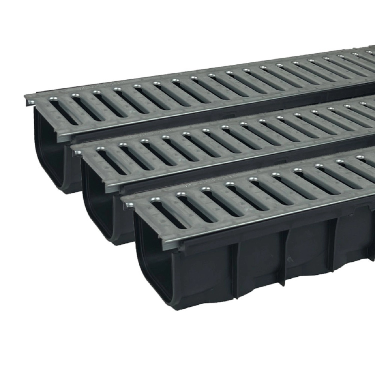 COVERNIT Plastový odtokový žlab A15 s pozinkovanou mříží 1000 x 120 x 85 mm, 3ks