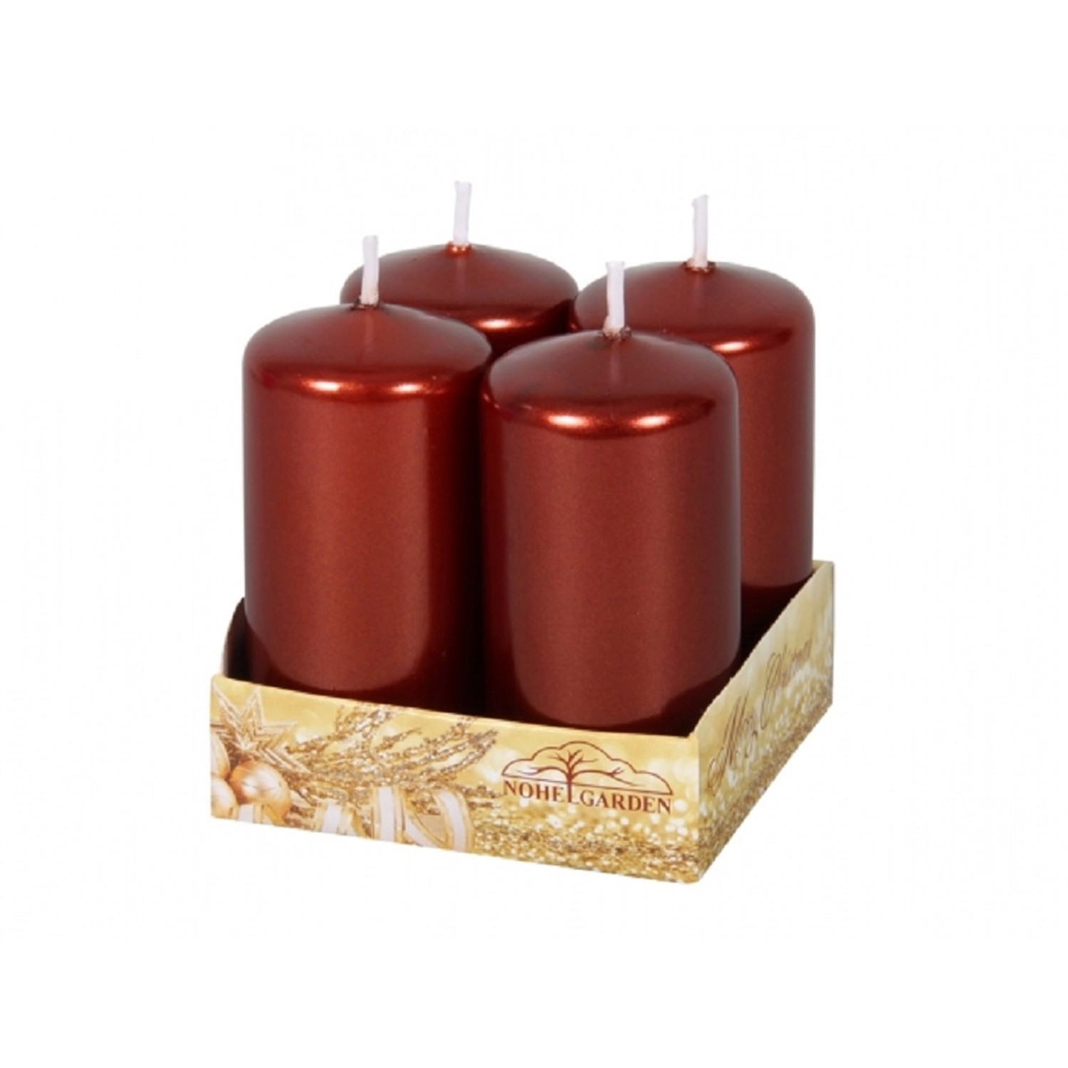 Adventní svíčka, metalická lesklá tmavě hnědá, pr. 4 x 8 cm, 4 ks