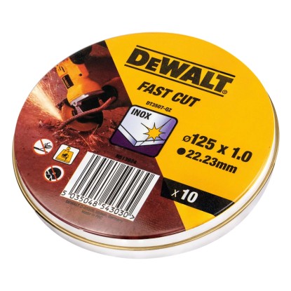DeWALT Řezný kotouč v kovové krabičce 125 x 1 mm, 10 ks