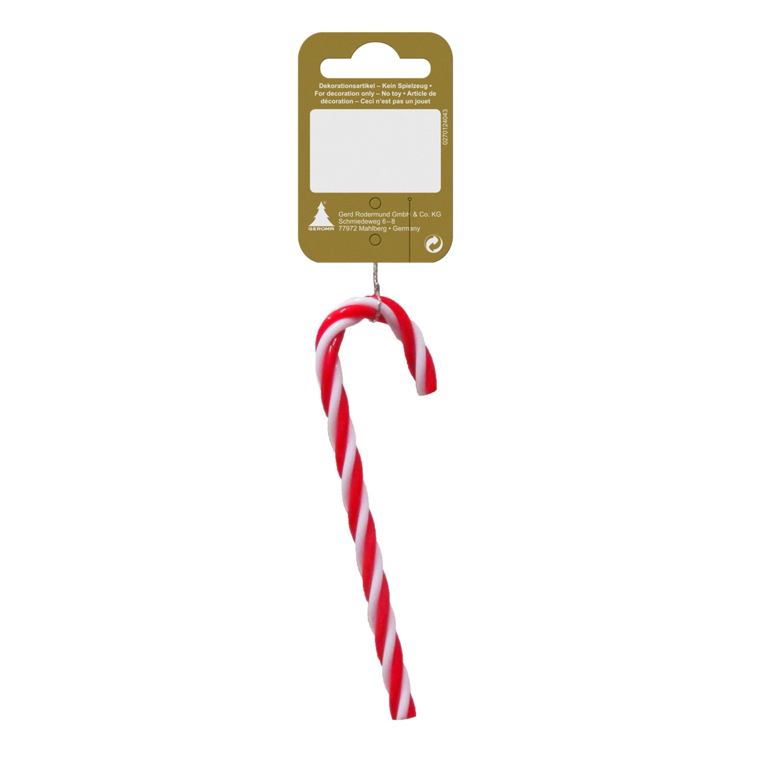 GEROMA Plastová vánoční ozdoba candycane červená/bílá 12,5 cm, 1 ks