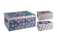 Koopman Kartonová krabice s víkem - sovičky, různé druhy, 51 x 37 x 24 cm