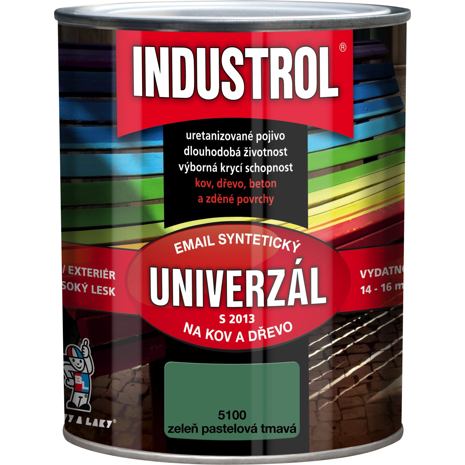 INDUSTROL Email na kov a dřevo S2013 UNIVERZÁL 5100 zeleň pastelová tmavá 750 ml