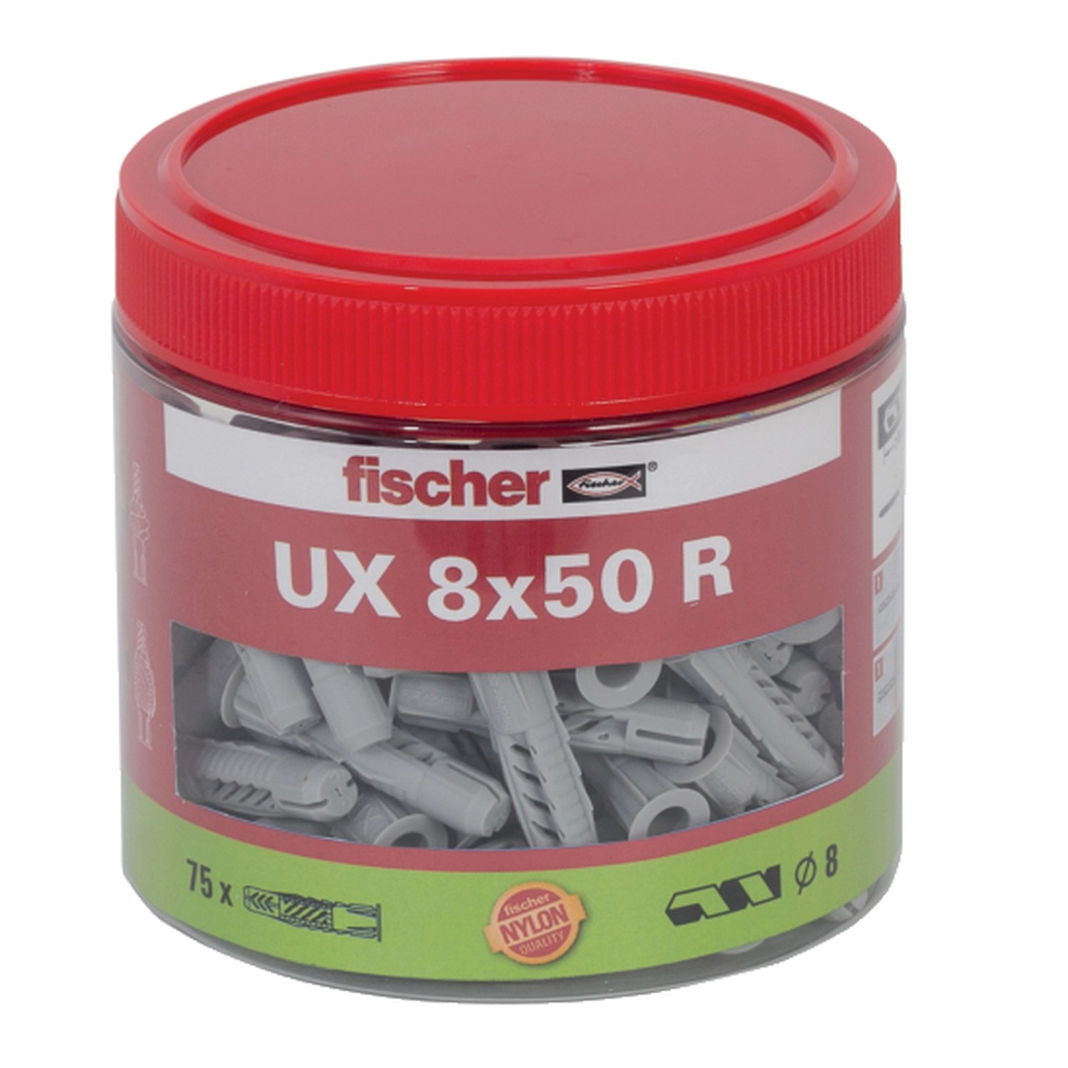 Fischer Univerzální uzlovací hmoždinky UX 8 x 50 R v dóze, 75 ks