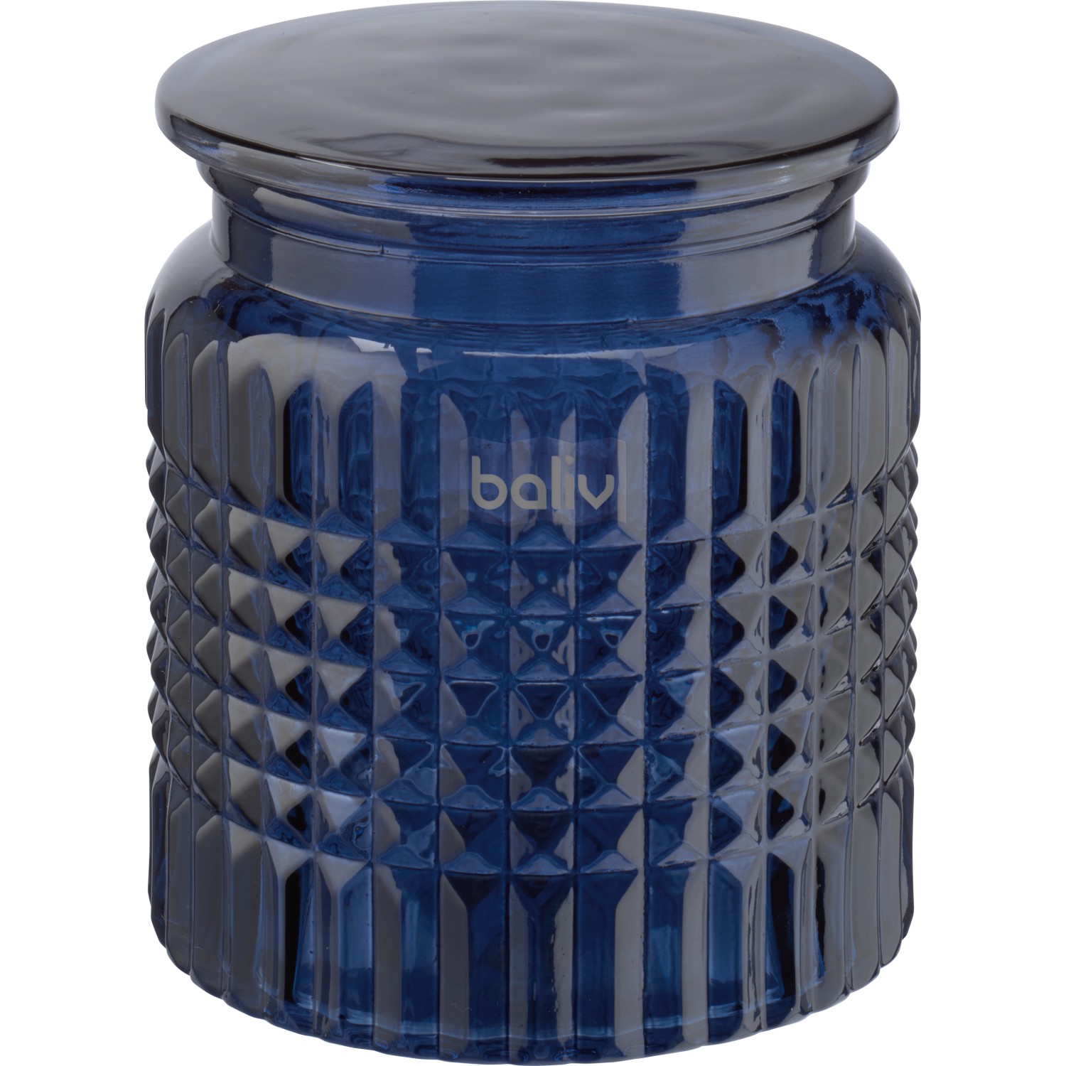 baliv Kosmetická dóza, modrá, skleněná, 12,1 x 10,8 cm