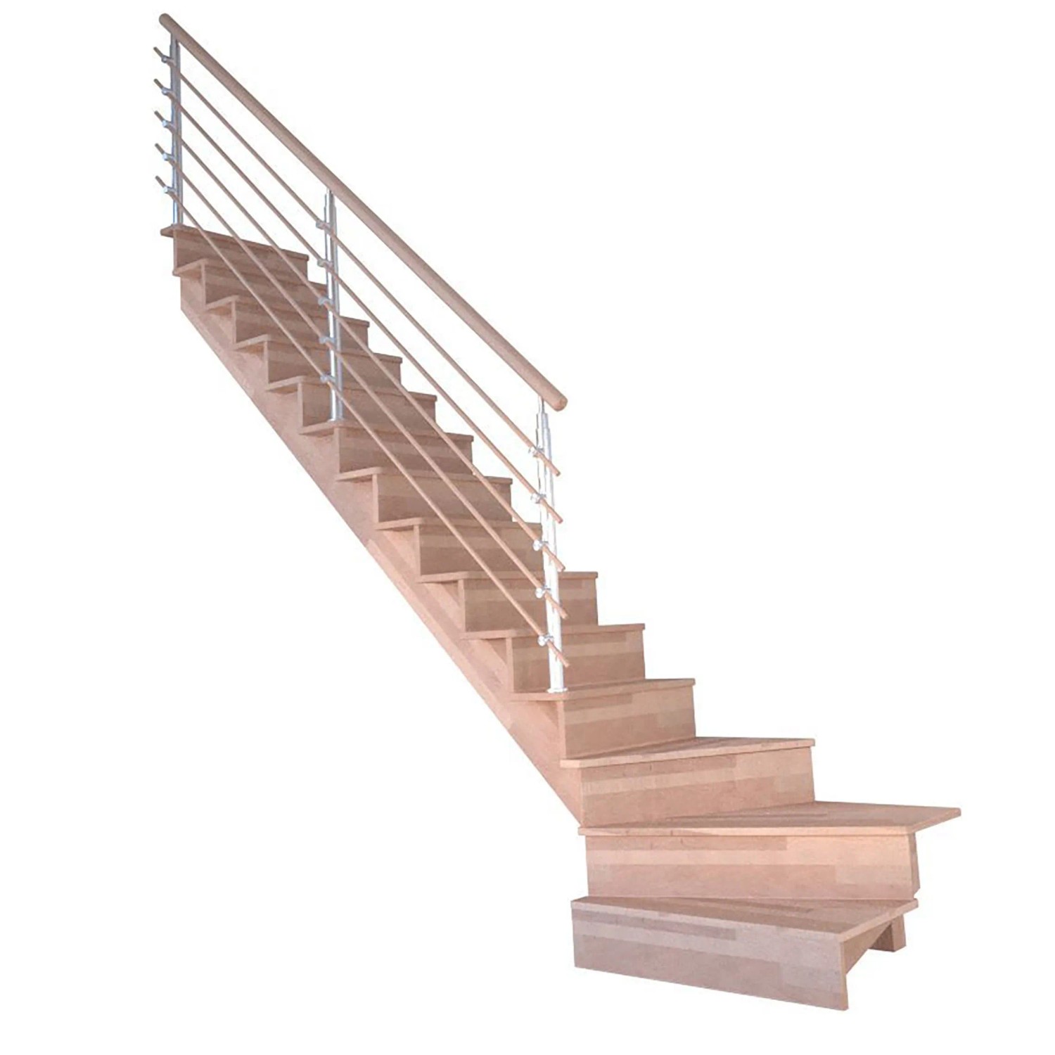 StarWood Schody Lindos bukové pravé 100cm uzavřené design. dřev. zábradlí