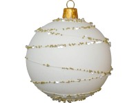 ORNEX Vánoční ozdoba skleněná koule s perličkami, bílá, 8 cm ORNEX Vánoční ozdoba skleněná koule s perličkami, bílá, 8 cm