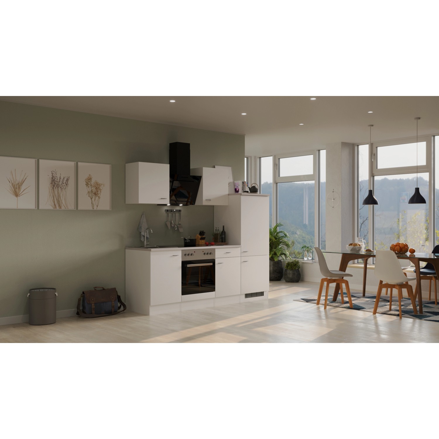 Flex-Well Kuchyně Wito 220 cm/typ 7 - lednice/trouba/varná deska/digestoř