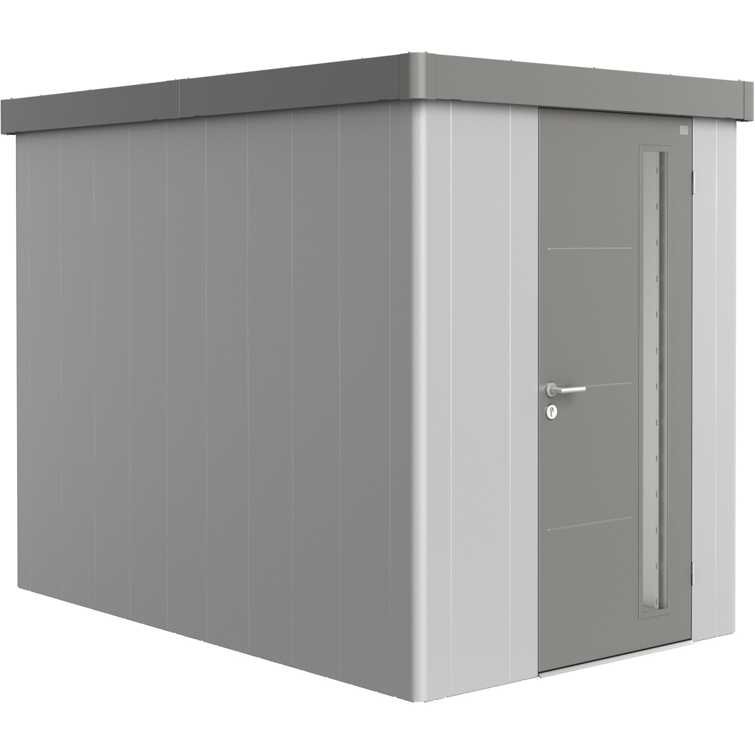 Biohort Plechový zahradní domek Neo3A 1.2 standardní dveře stříbrná 180 x 292 cm