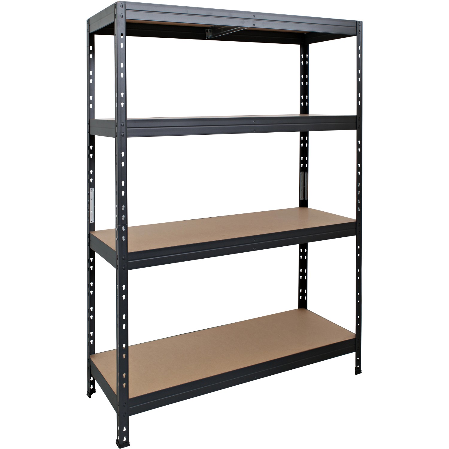 AR Shelving Kovový regál RIVET antracitový, 4 police, 250 kg, 180 x 120 x 45 cm