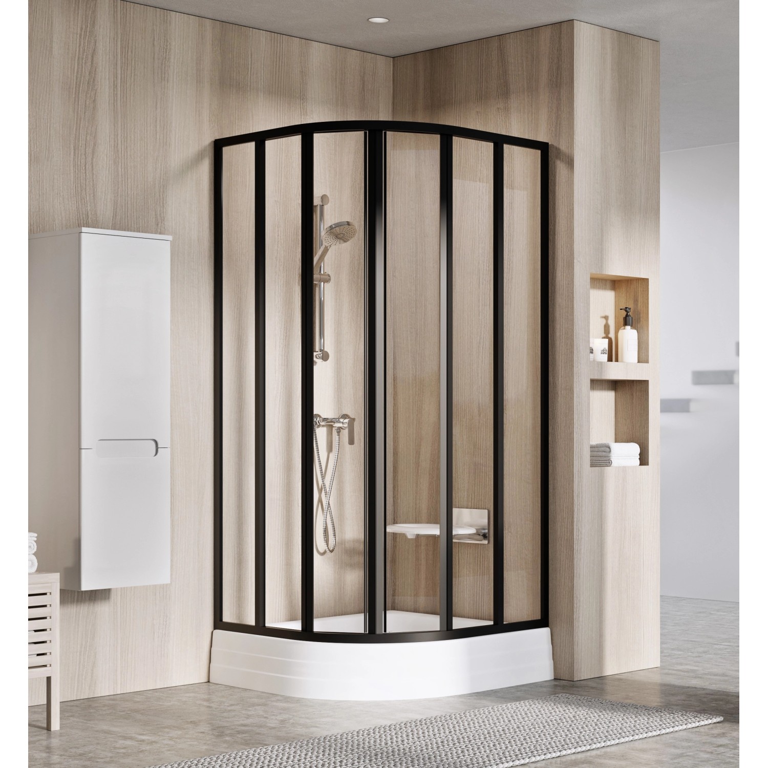 RAVAK Sprchový kout Supernova SKKP6 90x90 195 černá + transparent