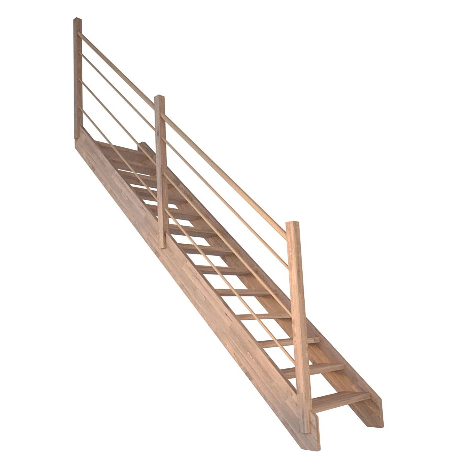 StarWood Schody Mykonos Pro dubové rovné 80cm otevřené dřev. design. zábradlí L