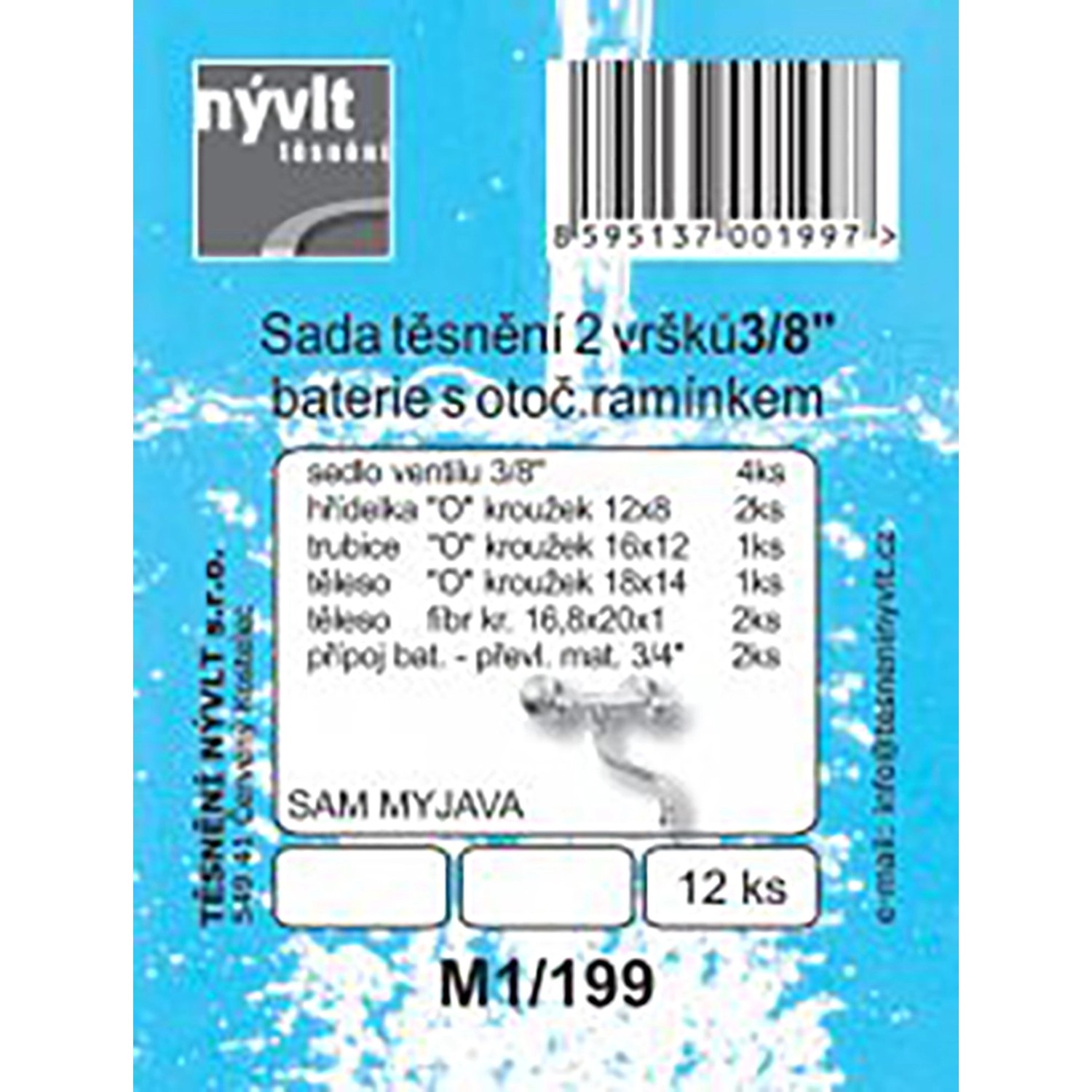 Sada těsnění na vršek baterie Sam Myjava M1/199 3/8, 12 ks