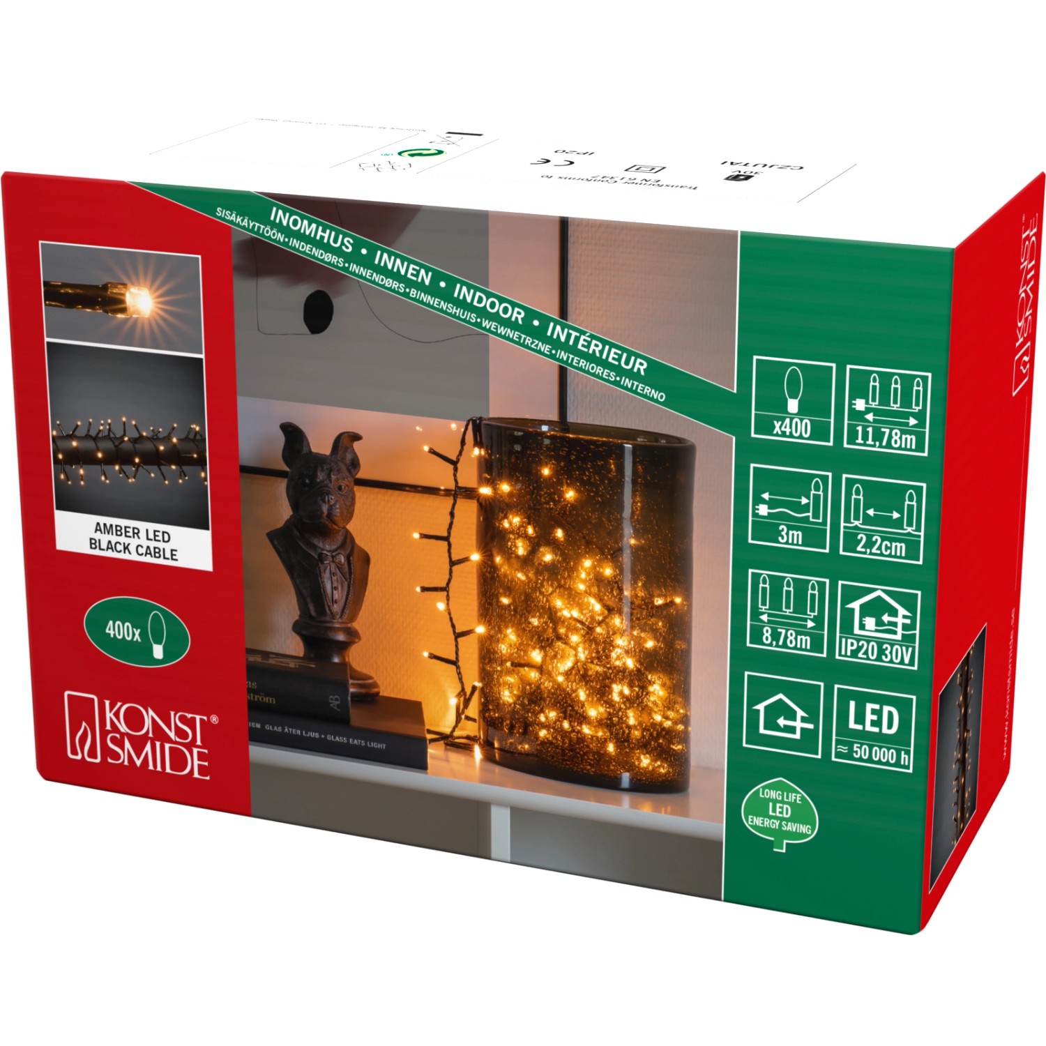 Konstsmide Micro LED Světelný řetěz Cluster 400 diod, teplá bílá