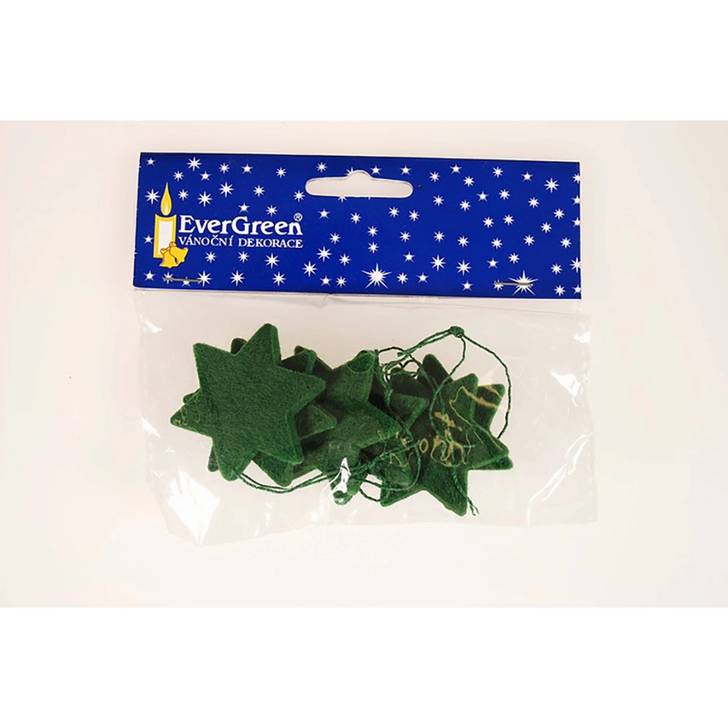EverGreen Vánoční dekorace hvězdička plstěná zelená 5 cm, 6 ks