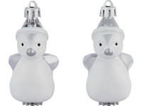 Ozdoby na vánoční stromeček tučňák, stříbrná, 4 ks