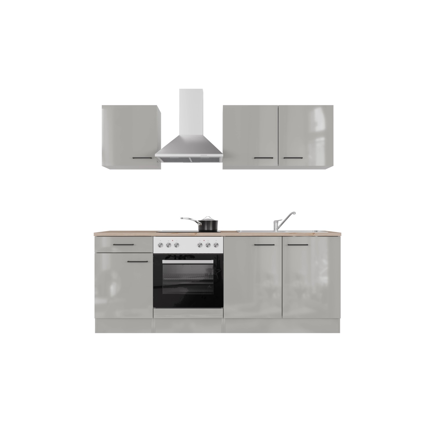 Flex-Well Kuchyně Lund 210 cm/typ 1 - varná deska/trouba/digestoř