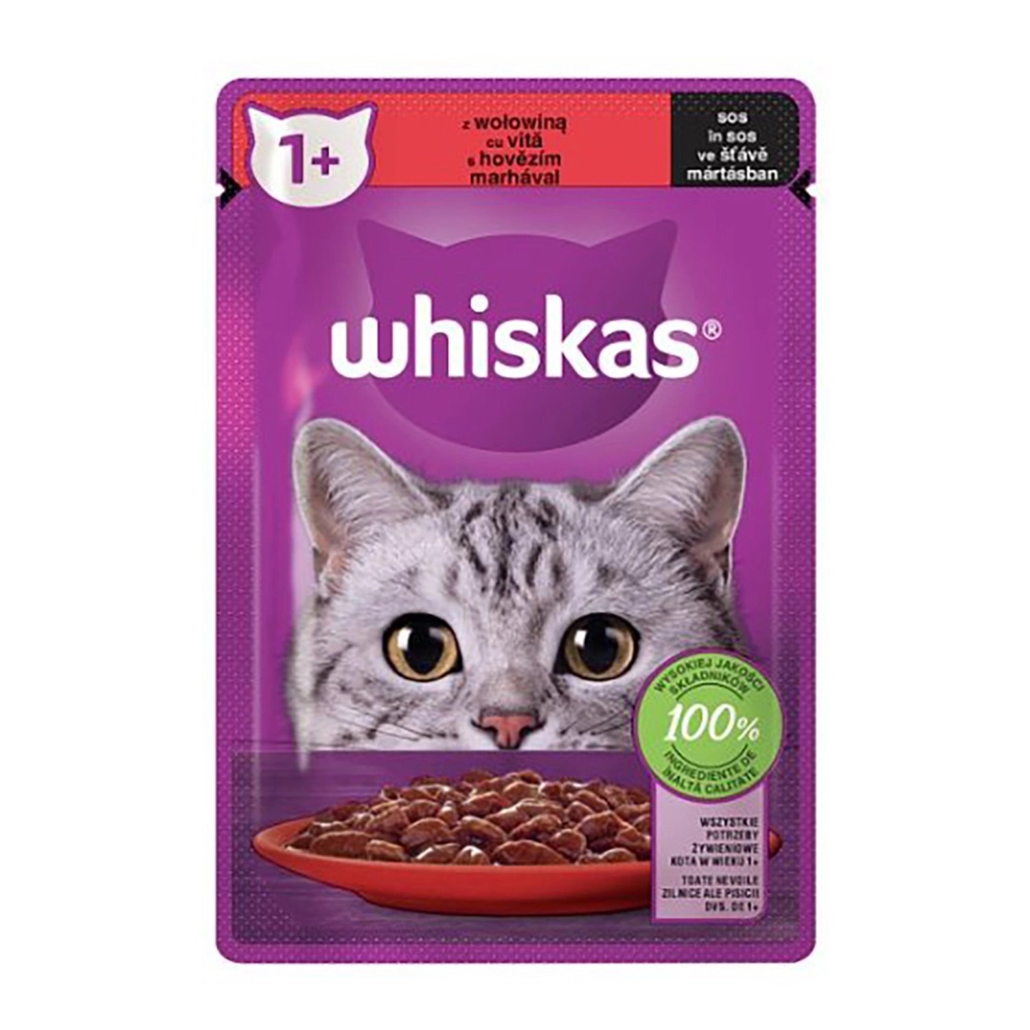 Whiskas Kapsička pro kočky s hovězím ve šťávě, 85 g
