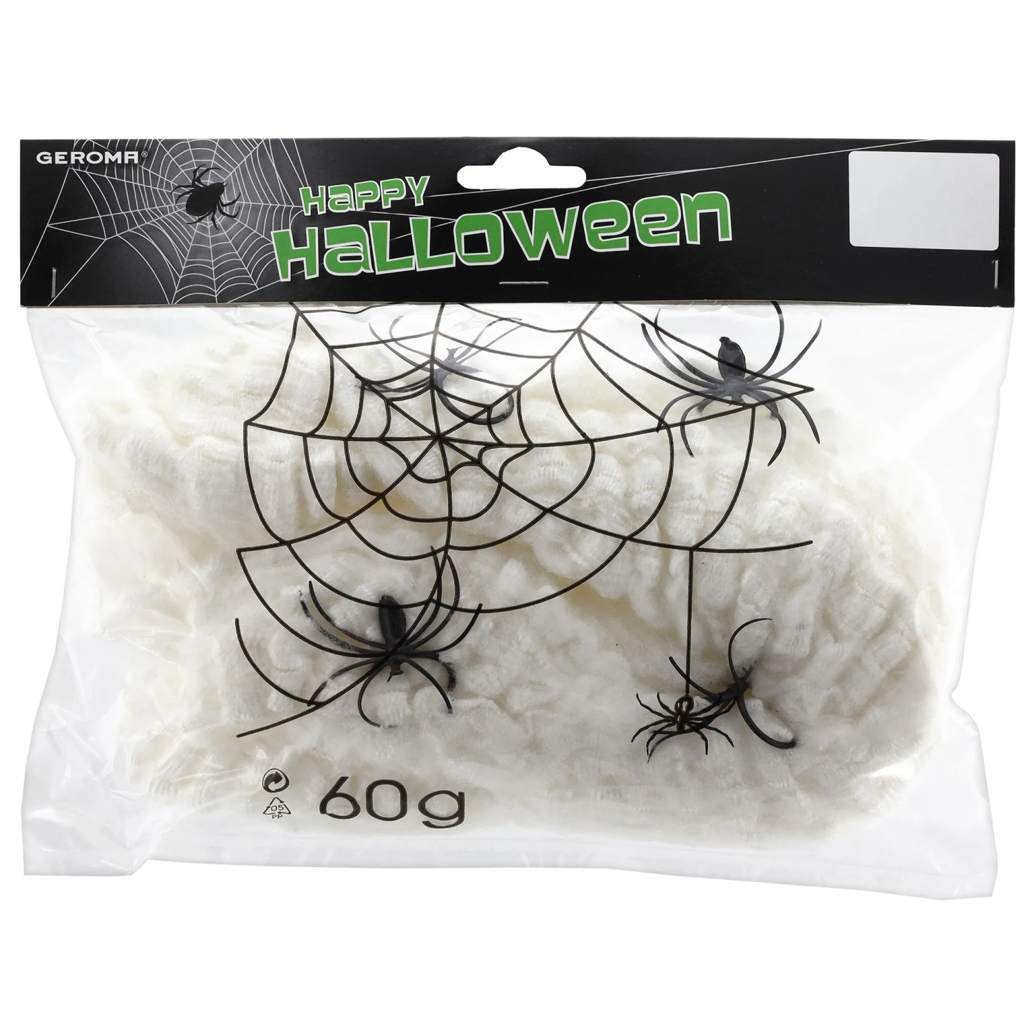 Halloweenská dekorace pavučina se 4 pavouky, 60 g