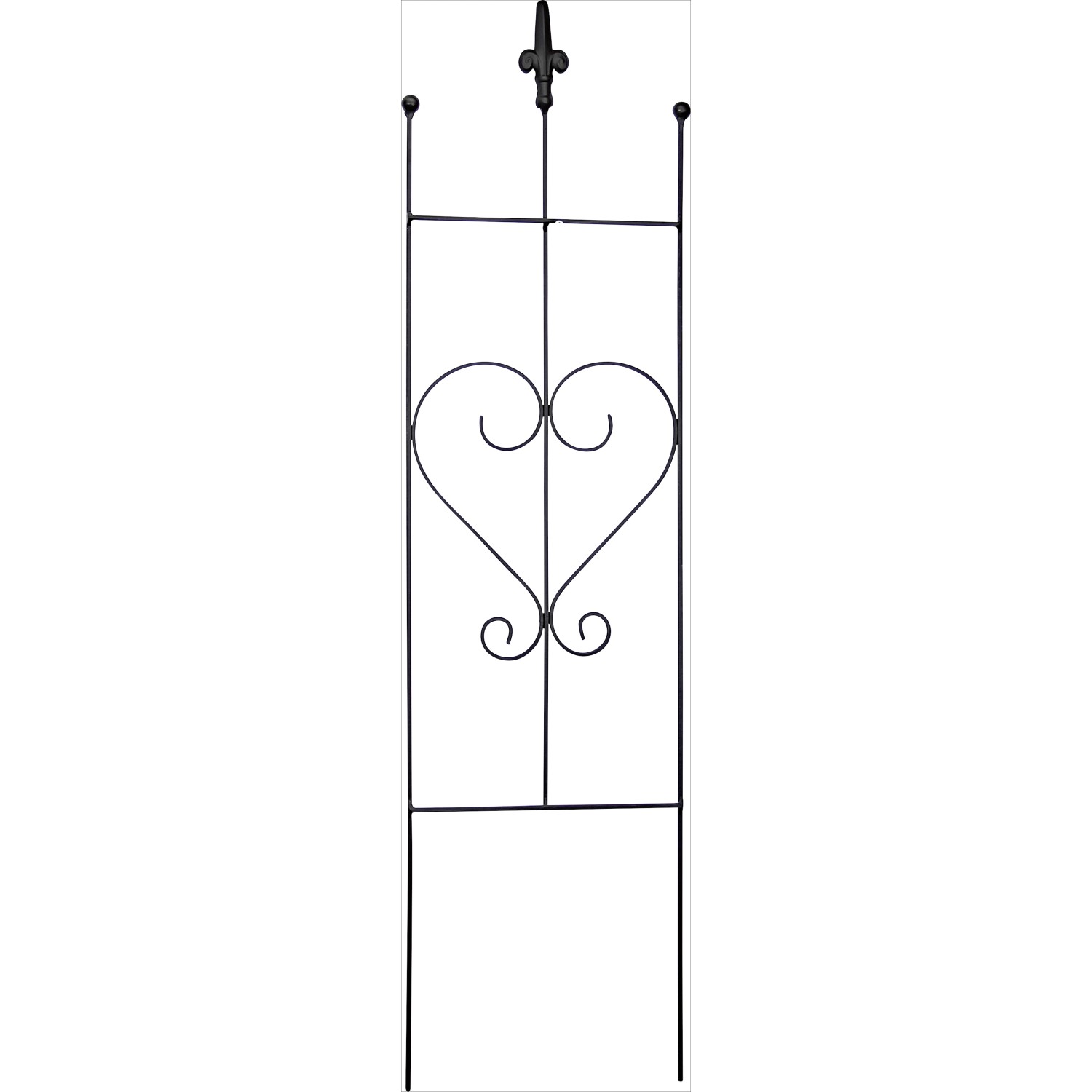 Špalír na popínavé rostliny tvar srdce, černý, 20 x 80 cm