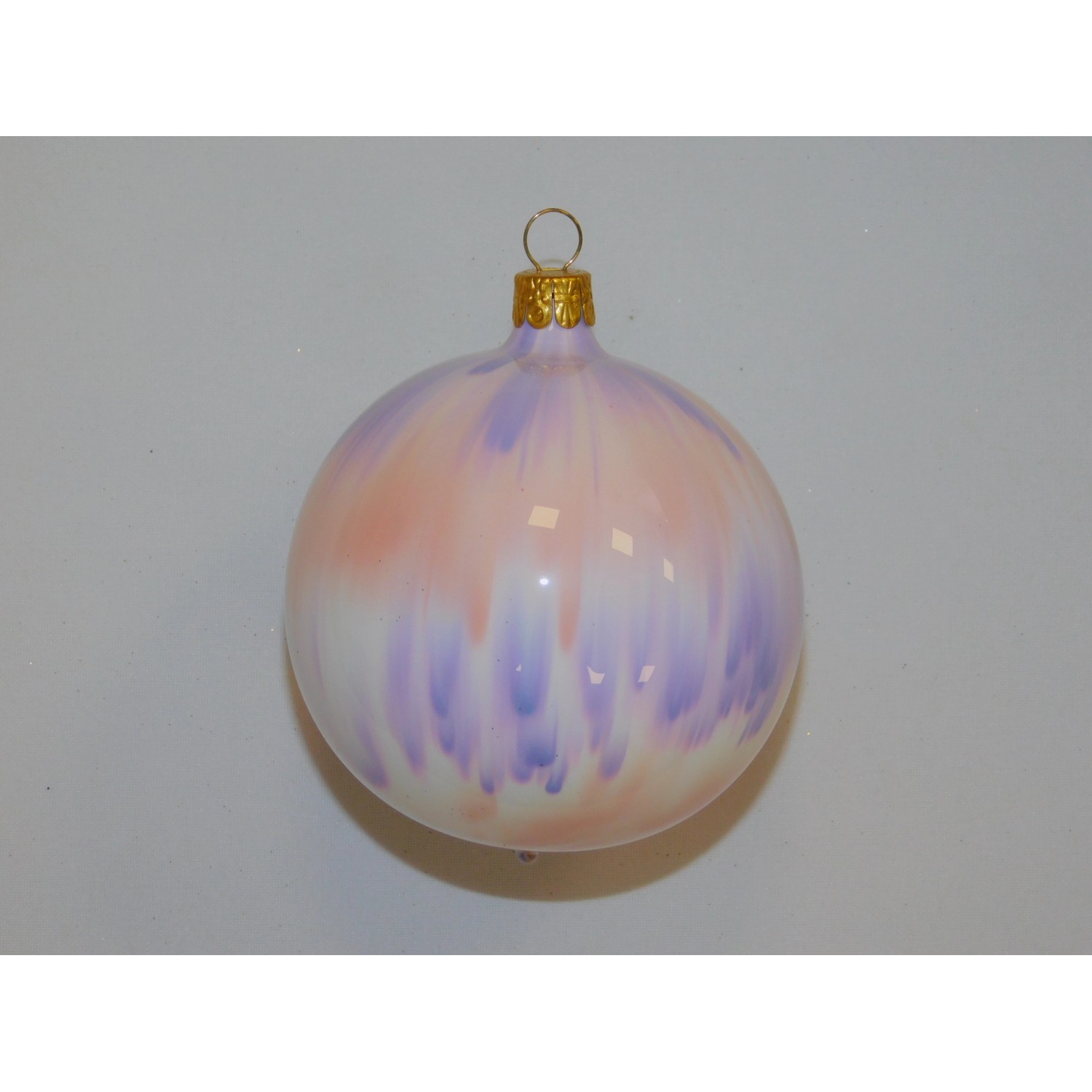 ONREX Vánoční ozdoba skleněná koule bílá pudink pr. 8 cm