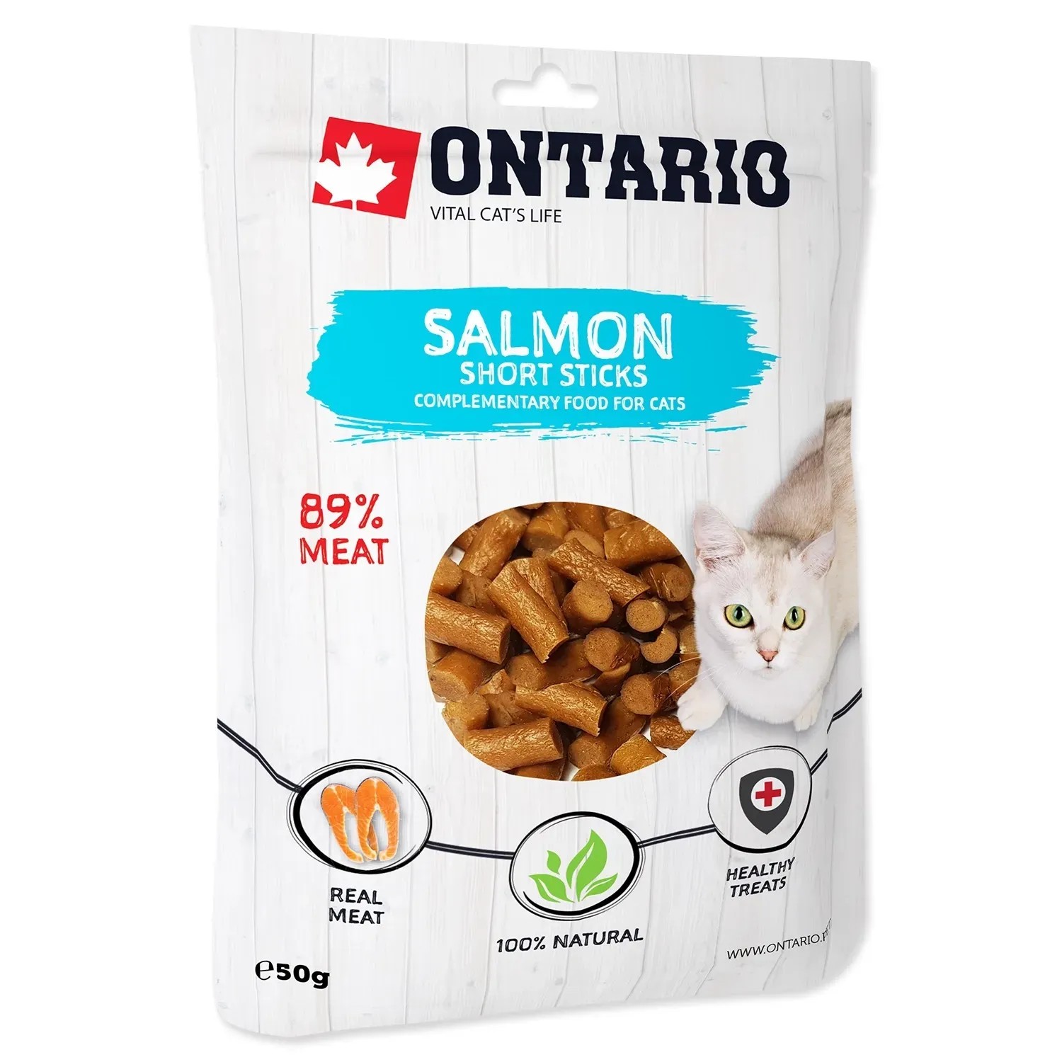 Levně ONTARIO Doplňkové krmivo pro kočky Krátké tyčinky s lososem 50 g