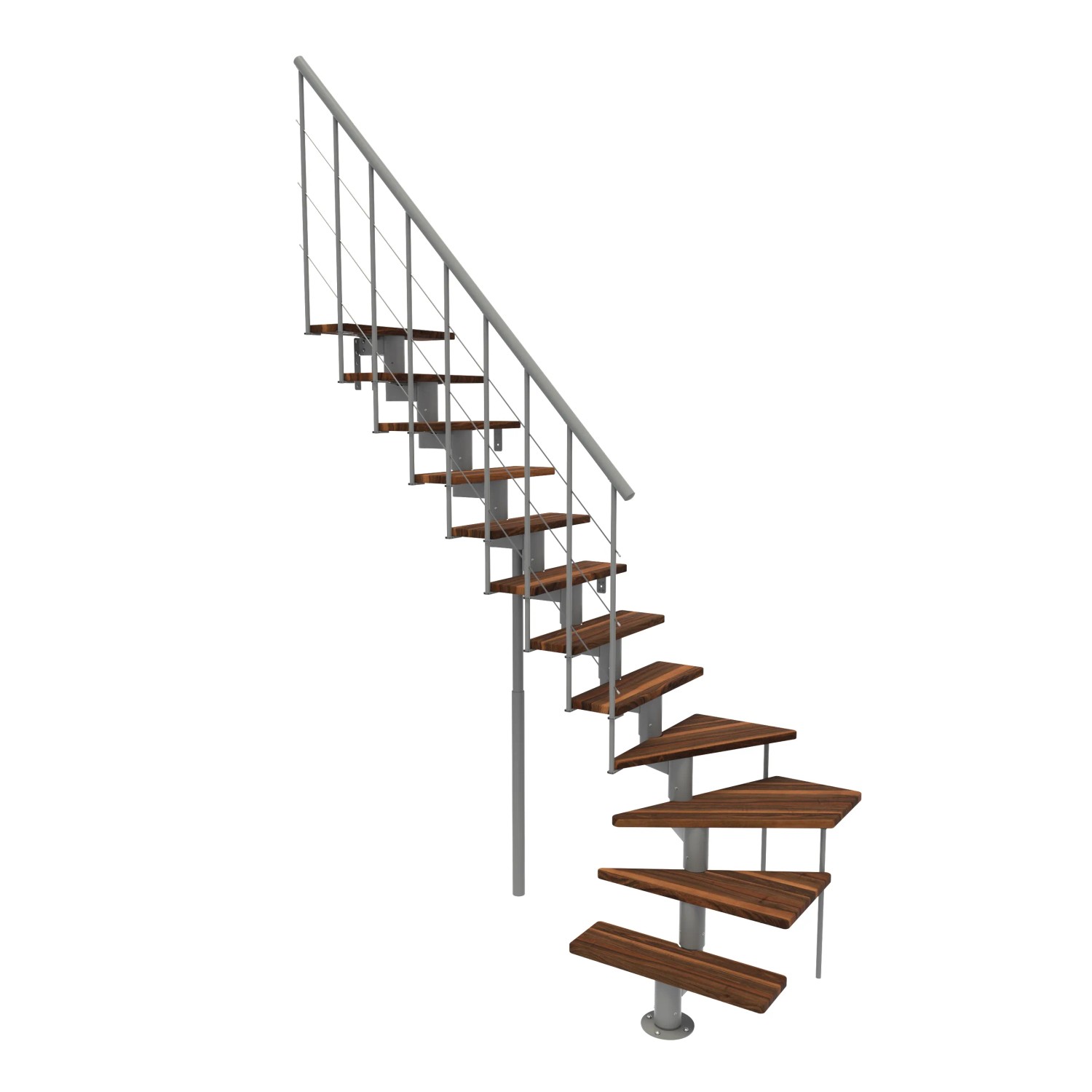 Minka STAIRS Lomené modulové schodiště Comfort Top Turn ořech/šedá, 312 cm