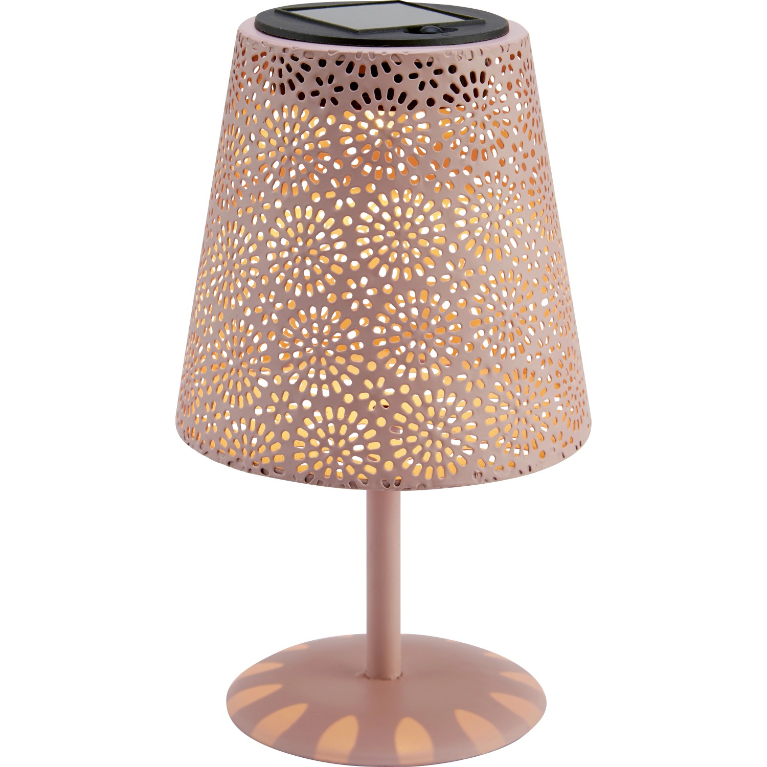 Solární stolní LED lampa s motivem květiny, IP44, růžová, pr. 12 x 20,5 cm