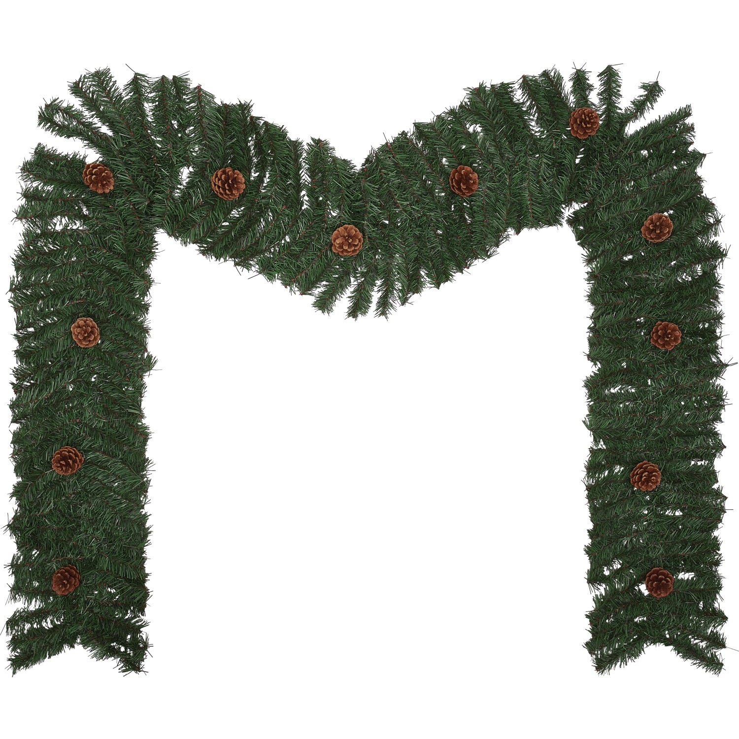 BWO Vánoční umělá girlanda jedlová s šiškami zelená 180x větev, 270 cm