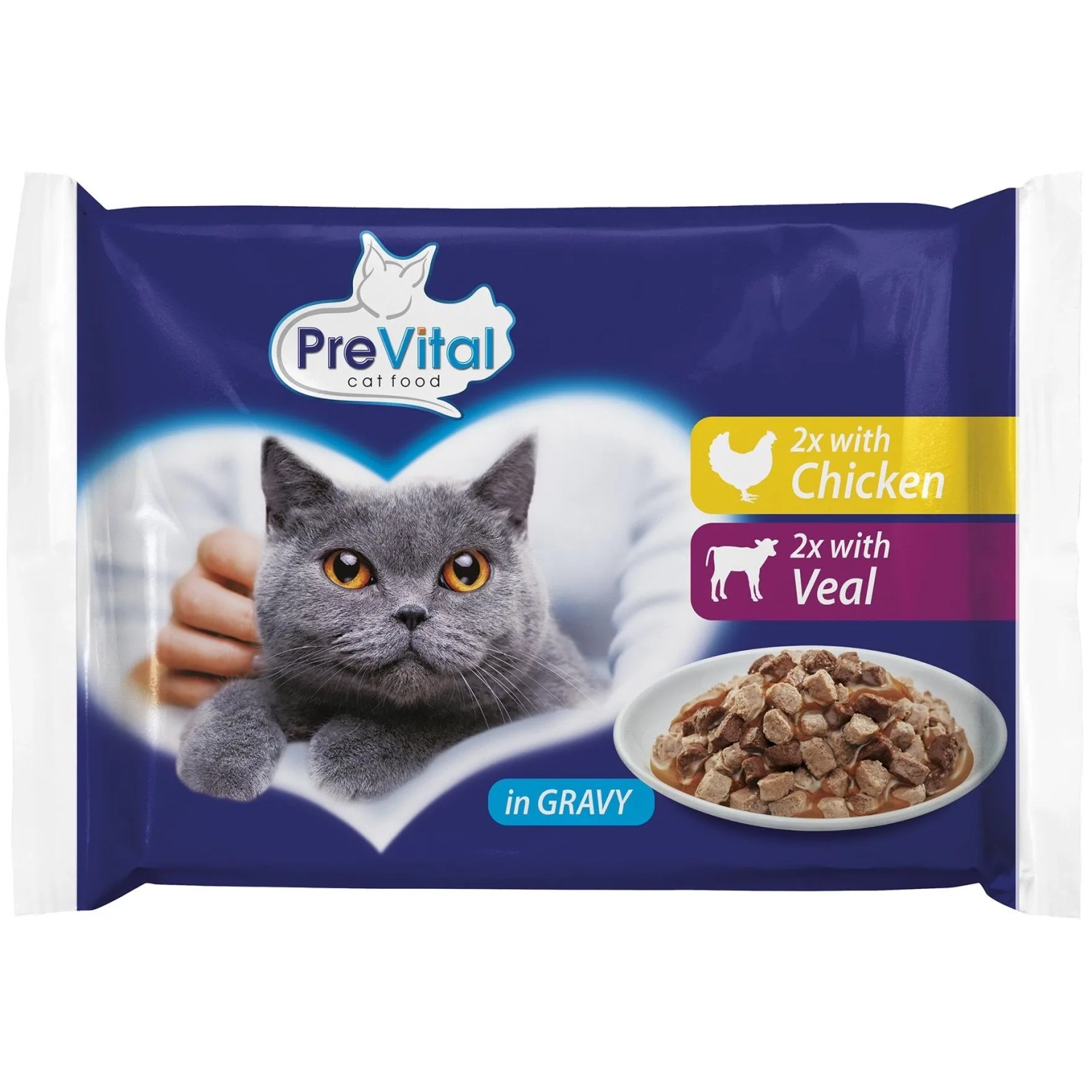 PreVital kočka kuře a telecí, kapsa 100 g (4 pack)