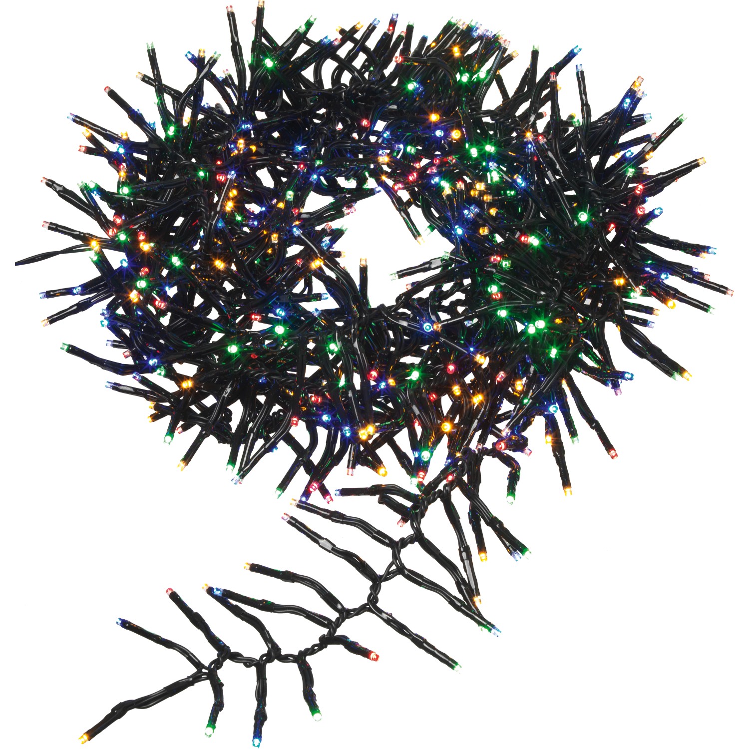LED světelný řetěz se světly v trsu, 1152 diod barevné, černý kabel, 11,2 m