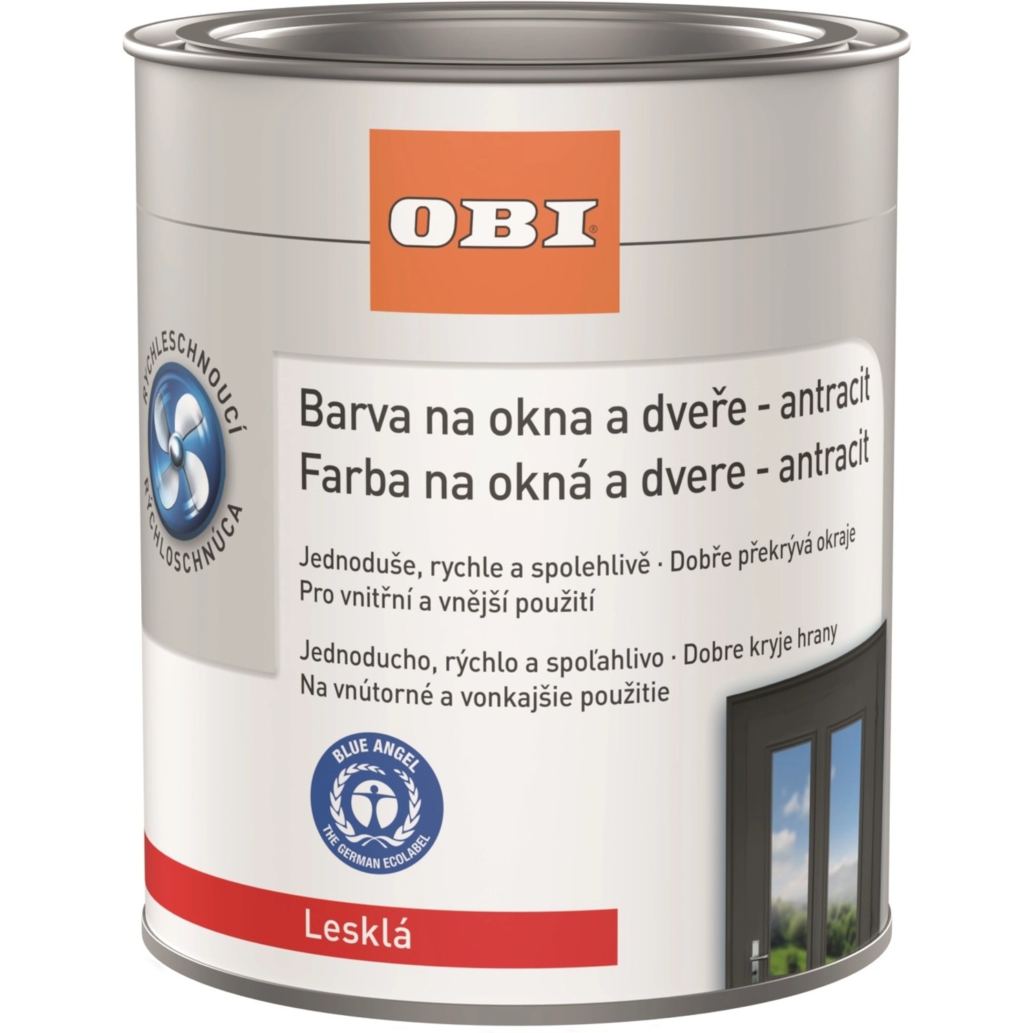 OBI Barva na okna a dveře lesklá antracitová 750 ml