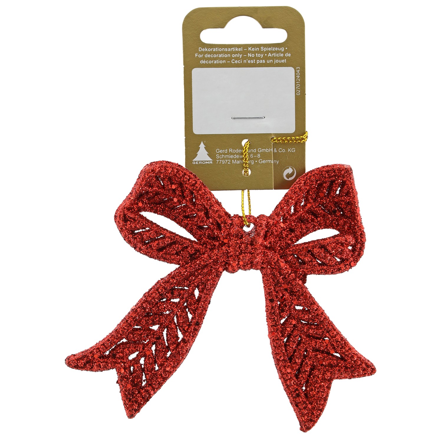GEROMA Vánoční ozdoba mašle plastová červená 11 x 9,8 cm