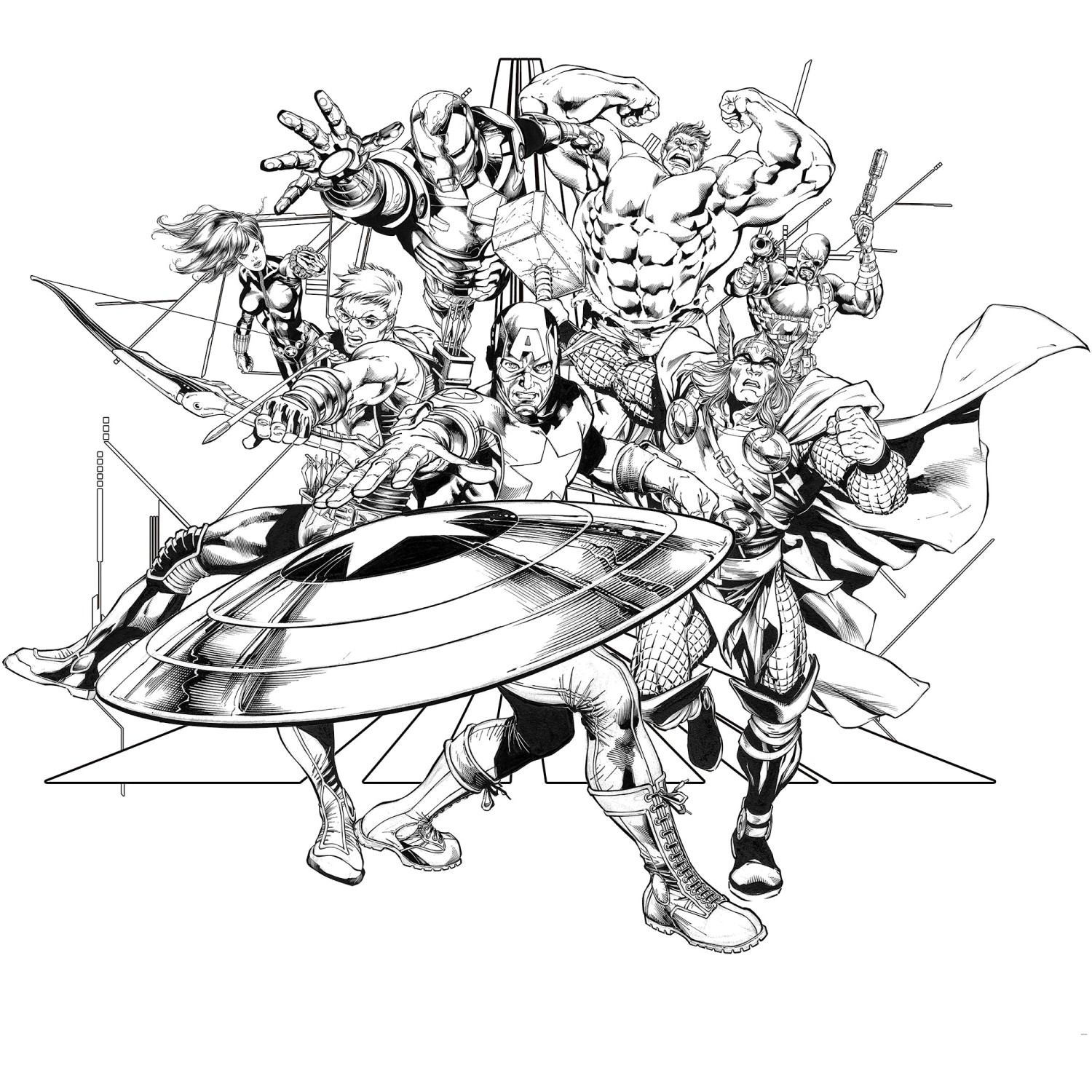 Komar Vliesová fototapeta Avengers Black and White 300 x 280 cm