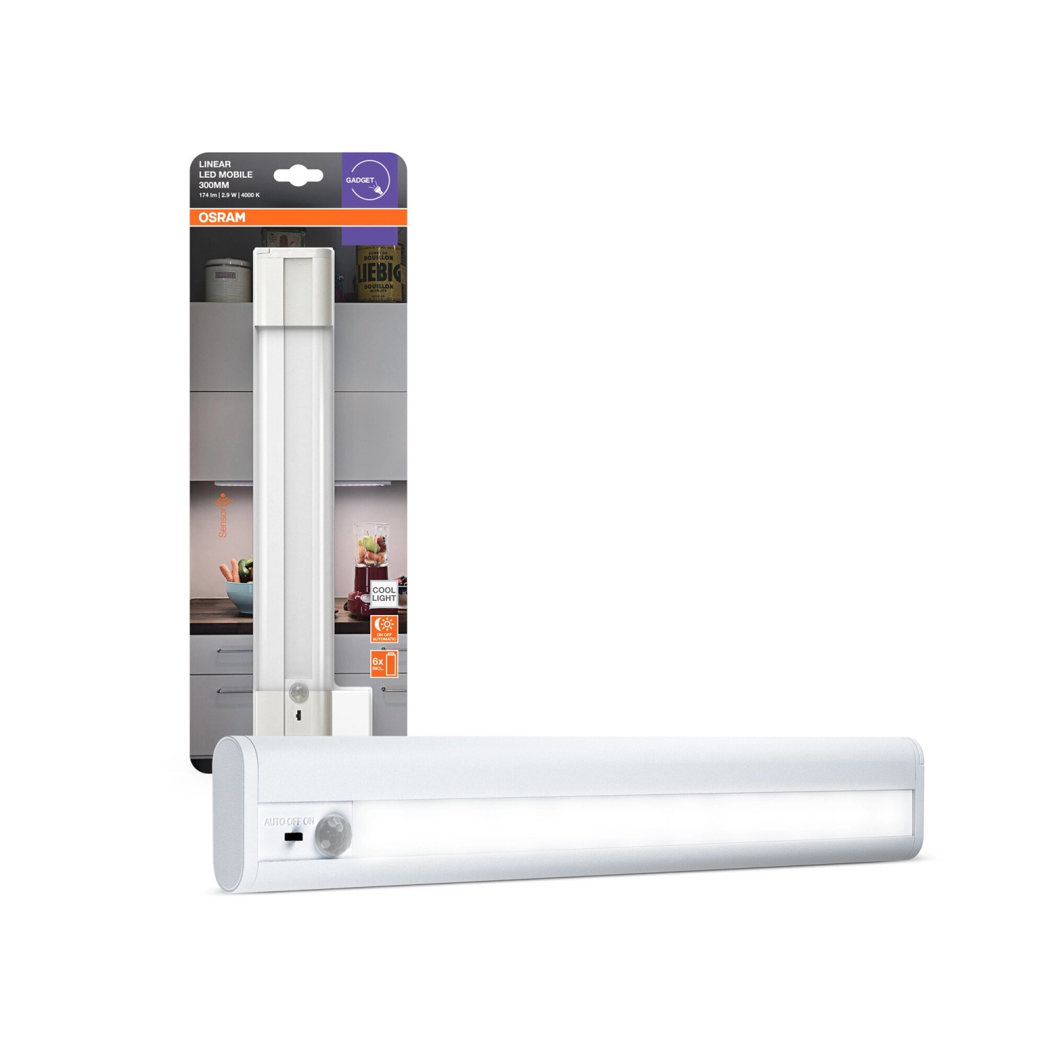 OSRAM LinearLED Unterbauleuchte 30cm USB - Mit Bewegungssensor, 4000K, IP20