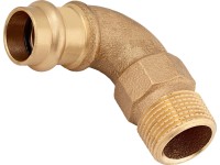 Lisovací koleno červený bronz 90°, pr. 18 mm x 26,4 mm (R 3/4), 1 ks Lisovací koleno červený bronz 90°, pr. 18 mm x 26,4 mm (R 3/4), 1 ks