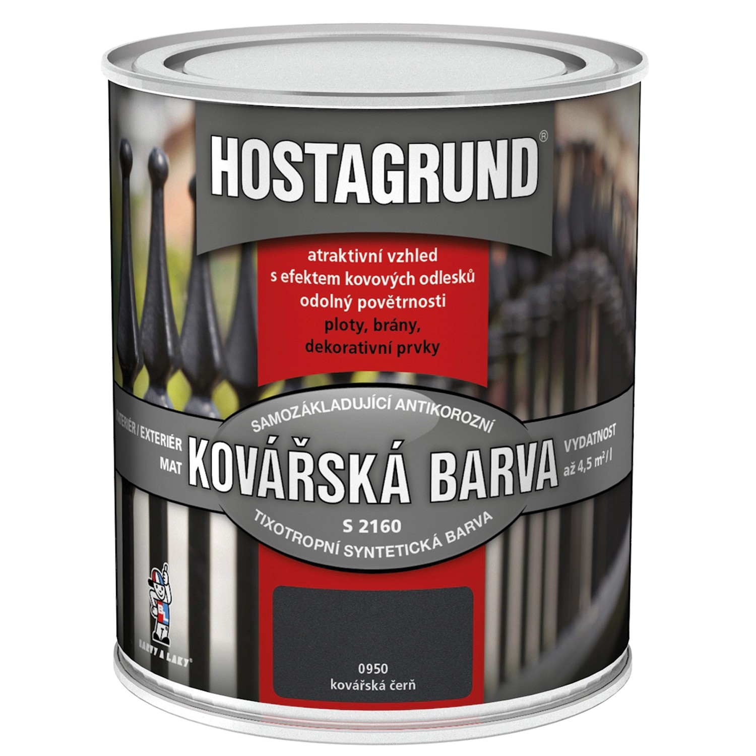 Hostagrund Antikorozní kovářská barva S2160, 0950 kovářská čerň, 600 ml
