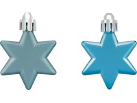 Ozdoby na vánoční stromeček hvězda, tyrkysová, 5 cm, 12 ks