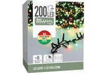 LED světelný řetěz 200 LED červená/zelená/teplá bílá, zelený kabel, 4 m