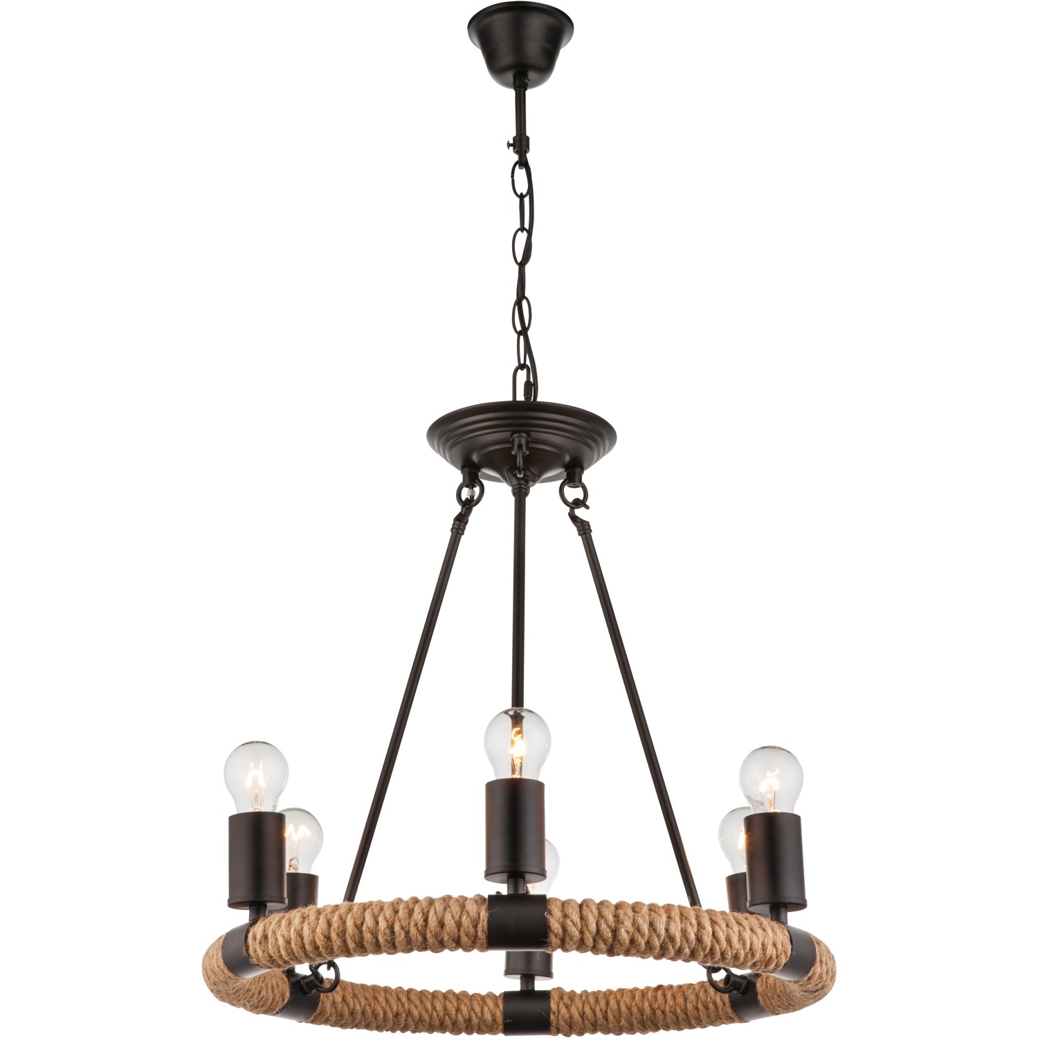 GLOBO Závěsné svítidlo ULLEU černá/hnědá E27 40 W pr. 500 x 1260 mm