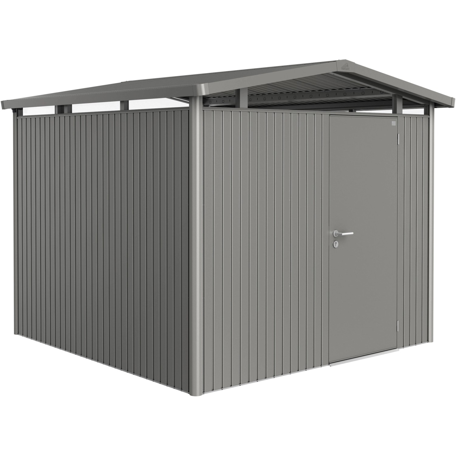 Biohort Plechový domek Panorama P4 stand. dveře, křem.šedá, 273 x 278 x 227 cm