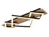 GLOBO Stropní LED svítidlo BEATRIX I, 4W 2900lm 3000K, černá/dřevo, 54 x 31,2 cm