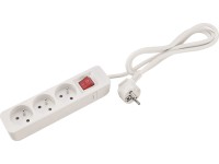 Prodlužovací kabel s vypínačem bílý, 3 zásuvky, max. 16 A/3500 W, 1,4 m