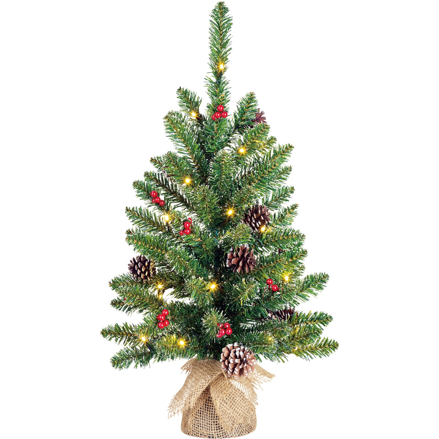 Black Box Trees Umělý vánoční stromeček Creston juta s námrazou, 20 LED, 60 cm