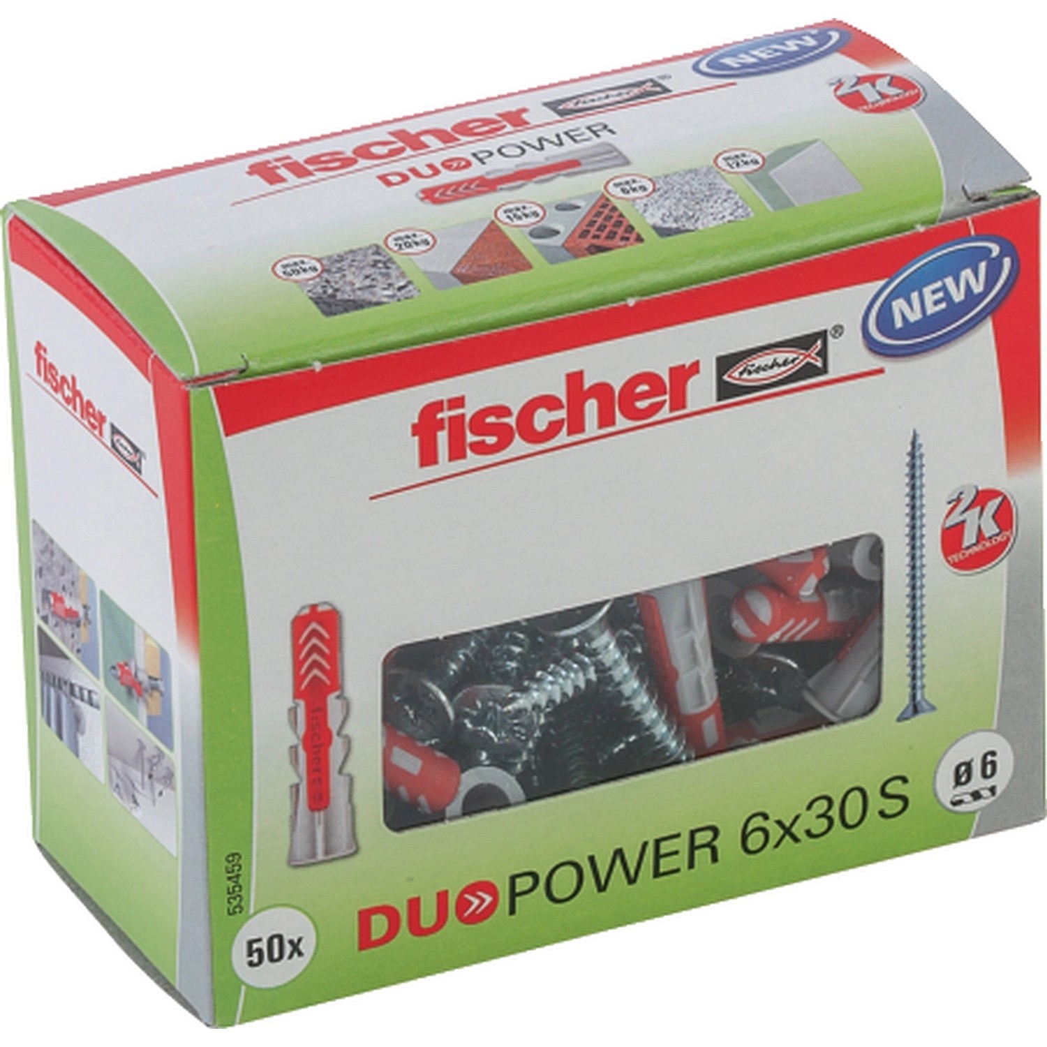 Fischer Hmoždinka DuoPower 6 x 30 S se šrouby, 50 ks