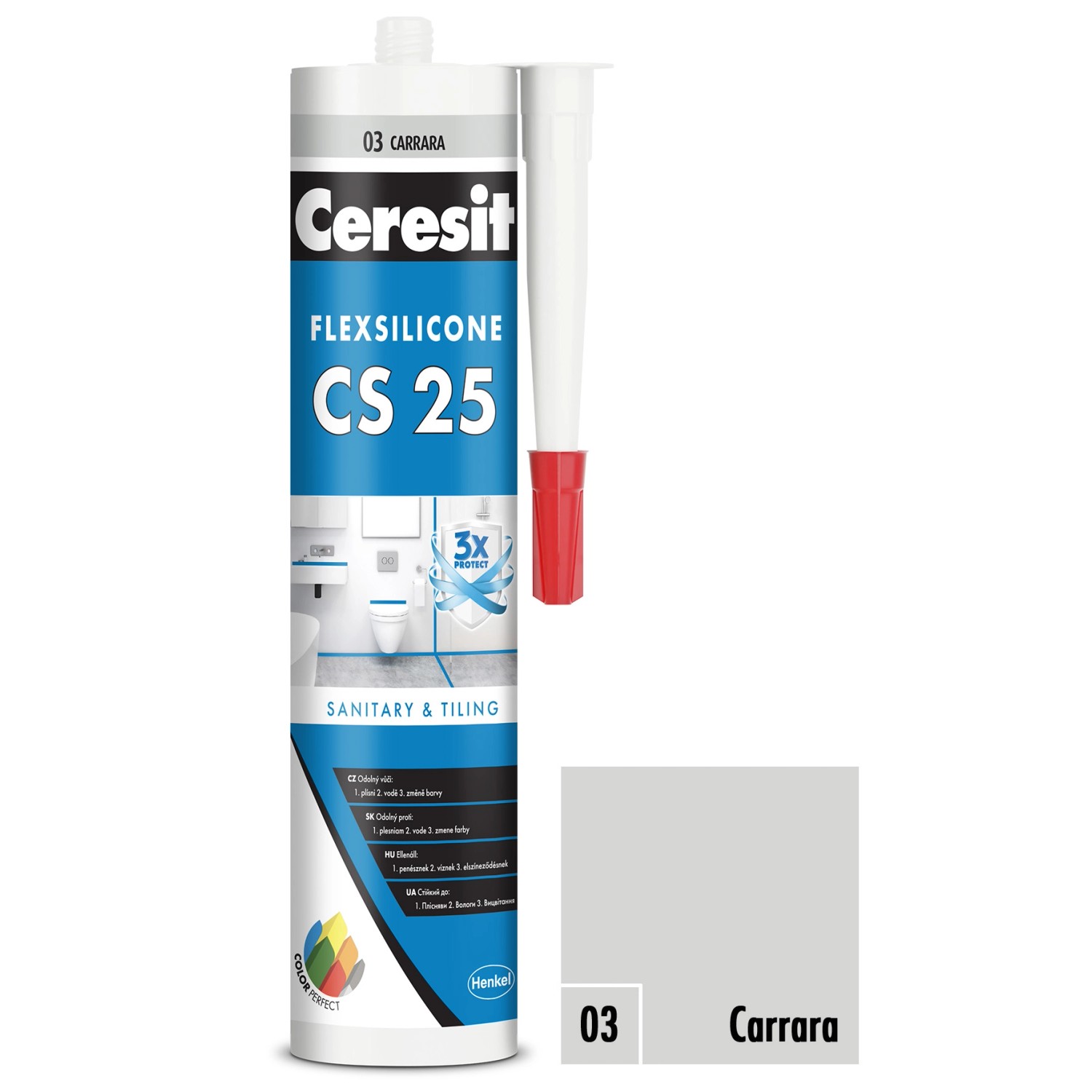 CERESIT CS 25 Sanitární silikon 03 Carrara 280 ml