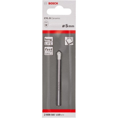 Vrták na dlaždice Bosch CYL-9 Ceramic, 5 mm, pro přesné vrtání.