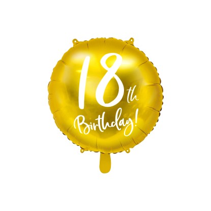 PartyDeco Balón fóliový číslo "18" zlatý 45 cm