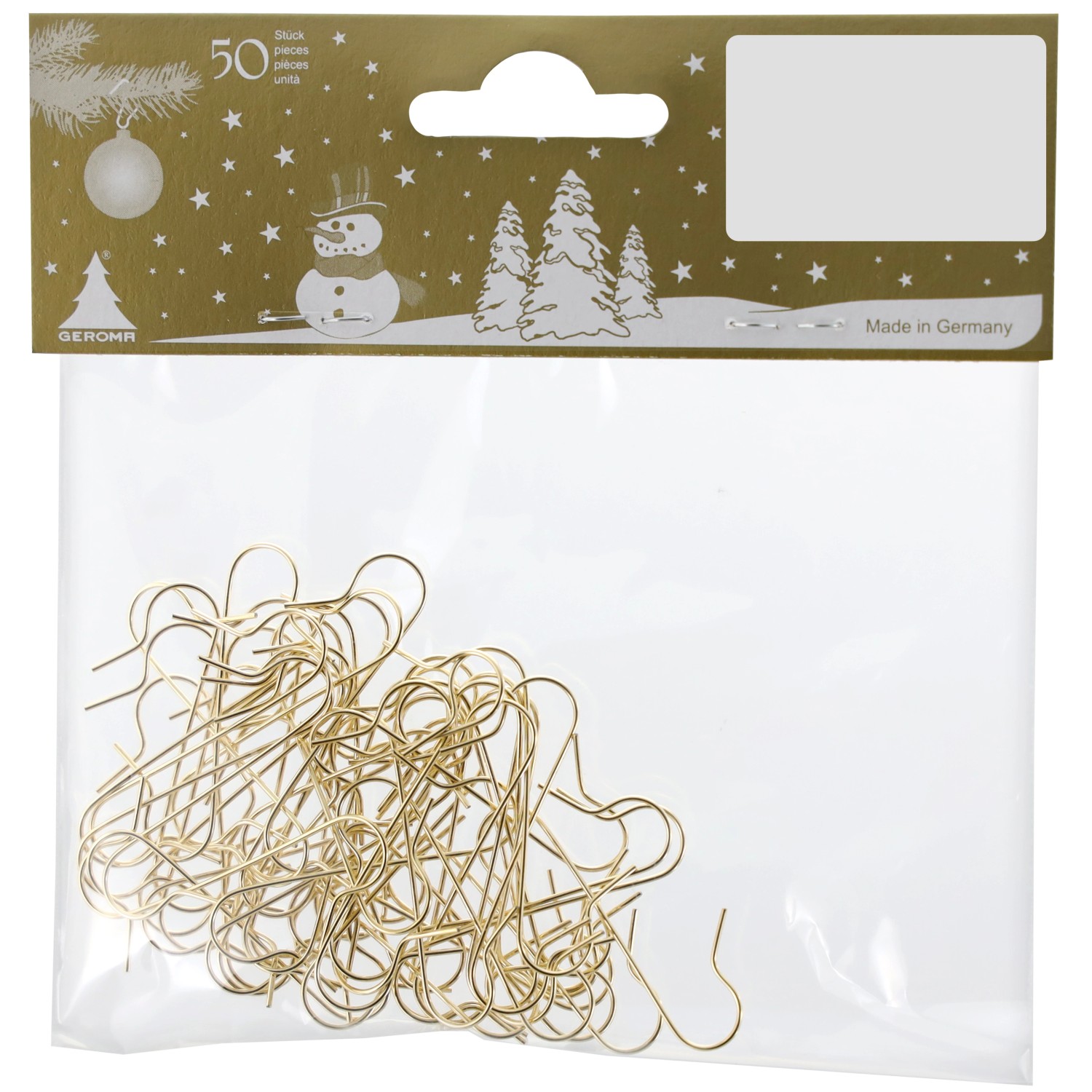 GEROMA S háčky pro vánoční ozdoby zlaté 50 ks