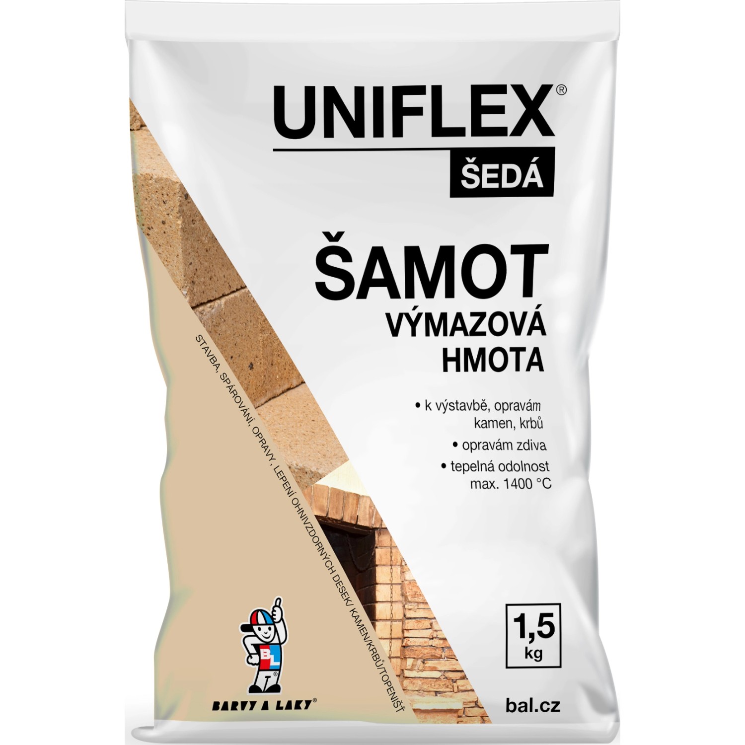 Uniflex Šamotová výmazová hmota šedá 1,5 kg